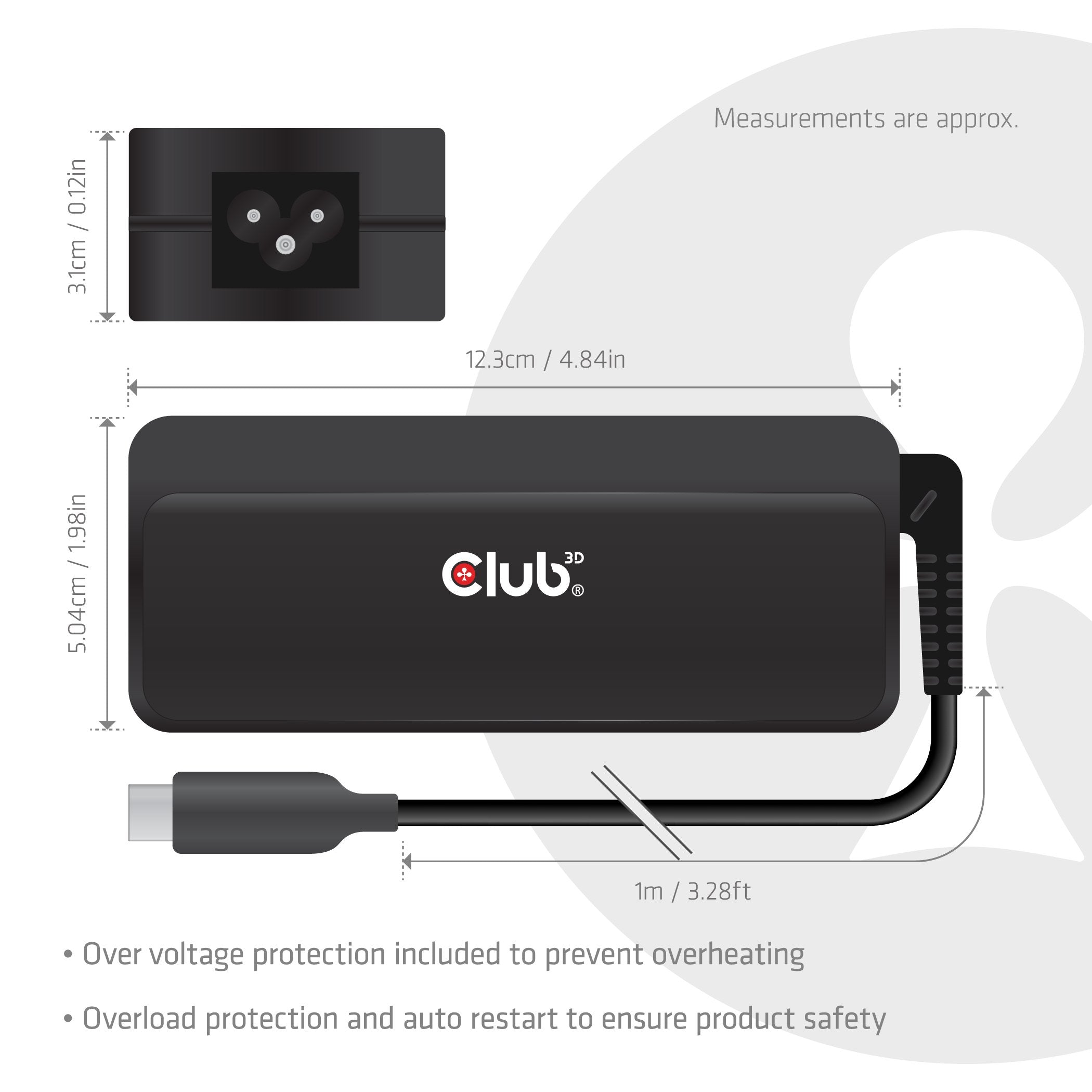 Club3d Laptop-Cargador Usb-C Pd3.1 140w, Gan Retail
