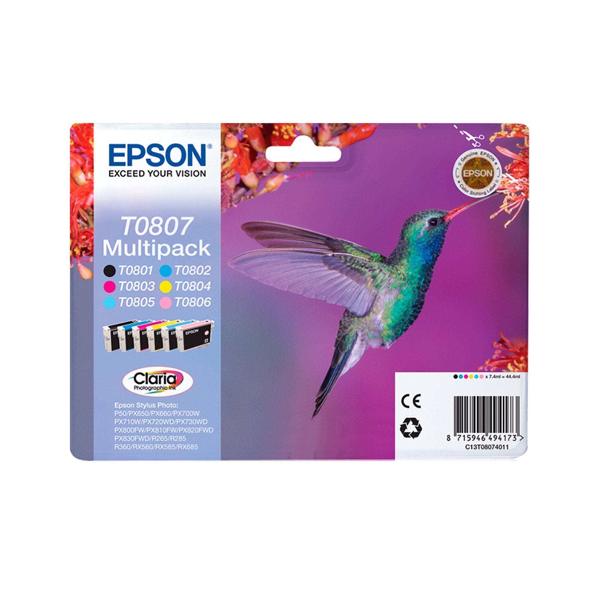 EAN 8715946542553 - Epson Hummingbird T0807 cartucho de tinta 1 pieza(s) Original Negro, Cian, Cian claro, Magenta claro, Mag imagen 3