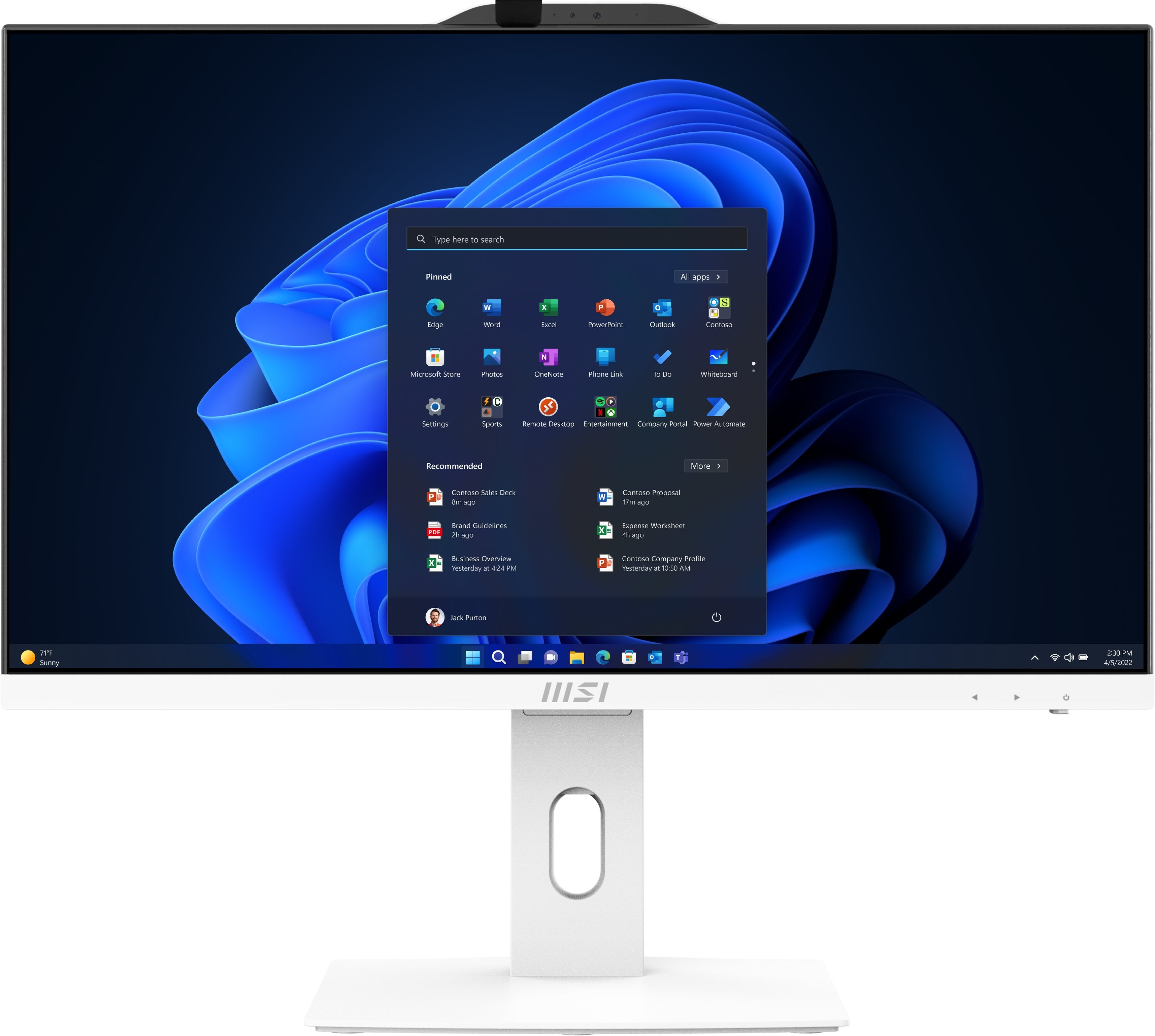 Monoblock Pc Msi Pro Ap241p 14m Business All In One Cpu Core I5 I5-14400 2500 Mhz Screen 23.8" Ram 16gb Ddr5 5600 Mhz Ssd 512gb Graphics Card Intel Uhd Graphics Integrated Windows 11 Pro Colour White Proap242p14m-691eu