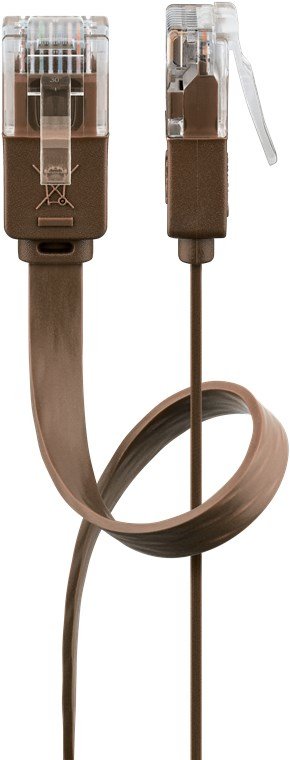 Latiguillo Cat 6, U-Utp, 15.00 M, Marron, Plano Cu-Pvc
