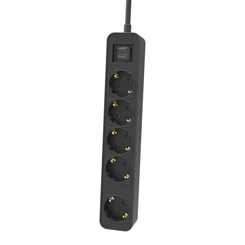 Regleta Con Interruptor Philips Chp2154b 10 5 Tomas De Corriente Cable 1.5m Negro