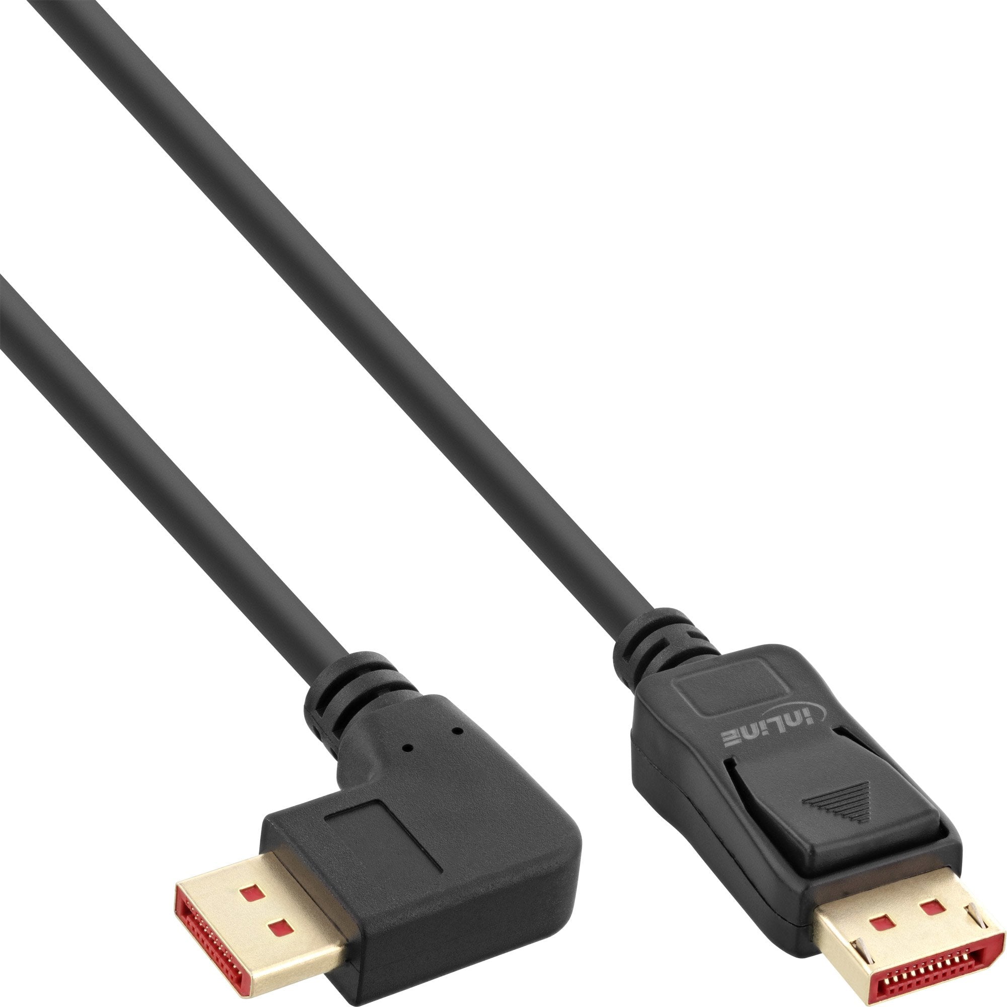 Cable Inline Displayport 1.4, 8k4k, En Ángulo Recto, Negro/Dorado, 1 M