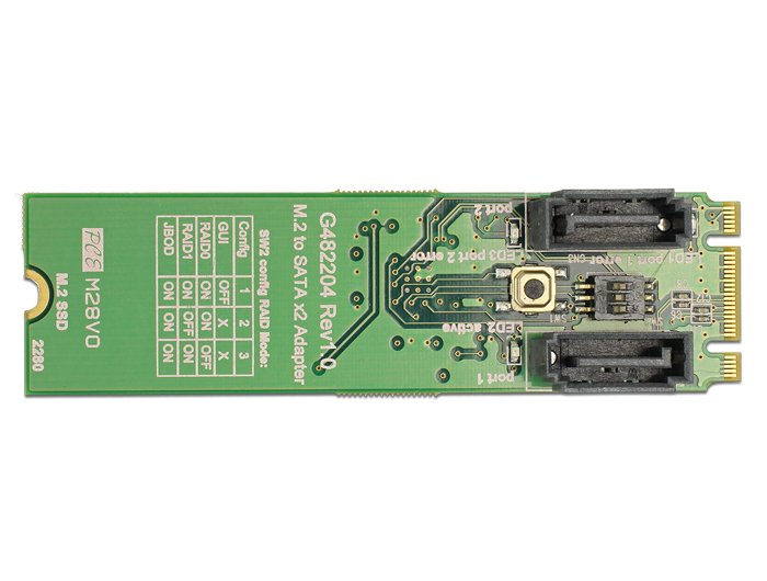 Delock 62961 Convertidor M.2 Clave B+M Macho > 2 X Sata 7 Pines Macho Con Raid