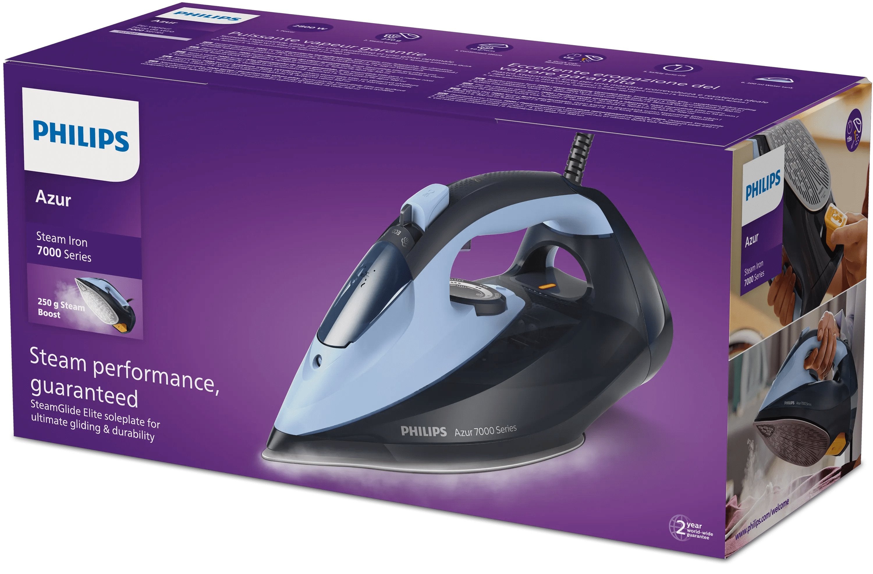 EAN 8720389015762 - Philips 7000 series DST7041/20 plancha Plancha vapor-seco Suela SteamGlide Elite 2800 W imagen 4