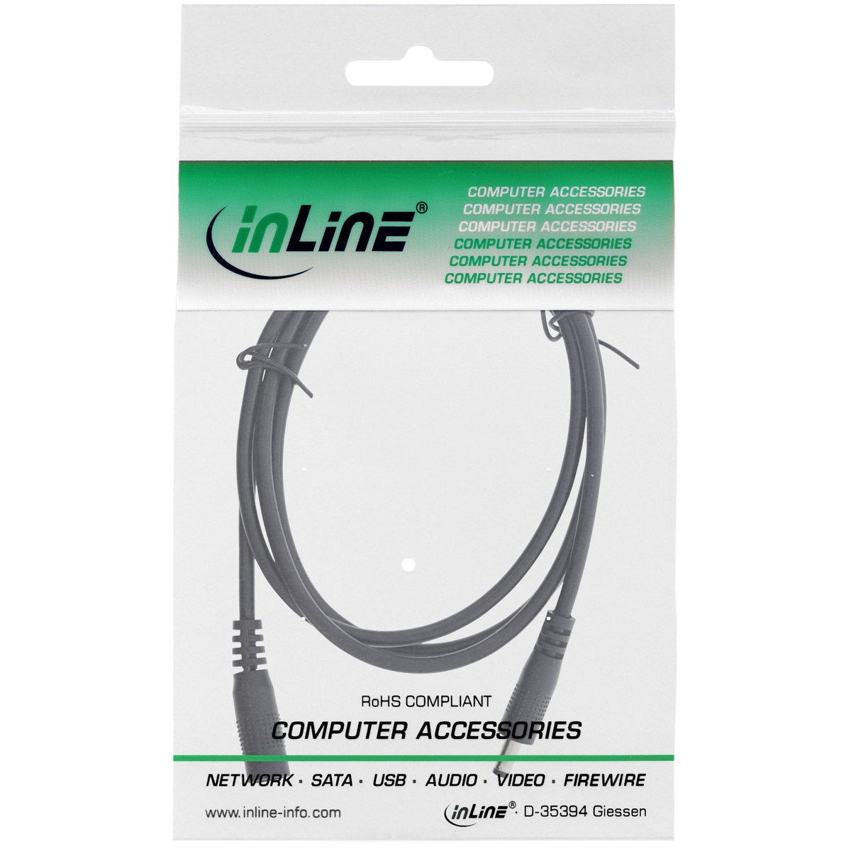 Cable De Extensión De Cc Inline, Enchufe De Cc Macho/Hembra 4,0x1,7 Mm, Awg 18, Negro, 1 M
