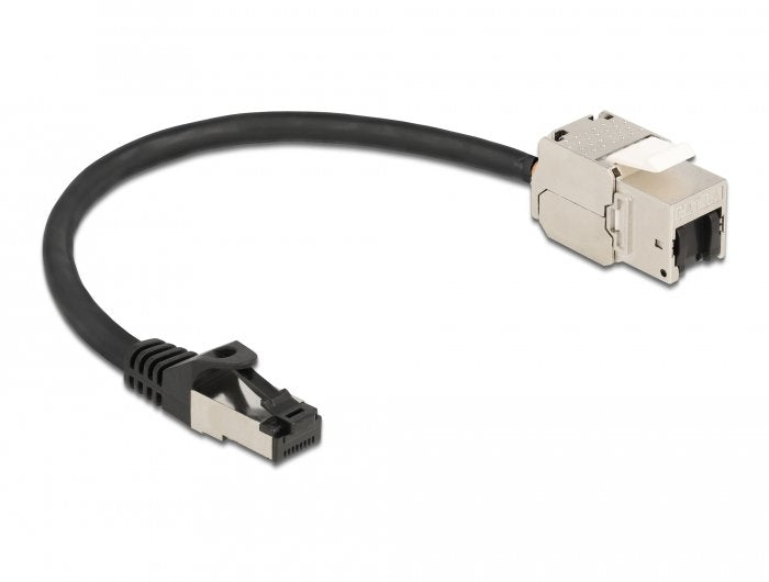 Delock Cable Rj45 Stecker Zu Keystone Modul Rj45 Buchse Cat.6a 25 Cm Schwarz
