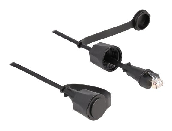 Delock Netzwerkcable Rj45 Stecker Zu Rj45 Stecker Cat.6 Stp Mit Verschlusskappe Outdoor Ip68 Staub- Und Wasserdicht Schwarz 2 M