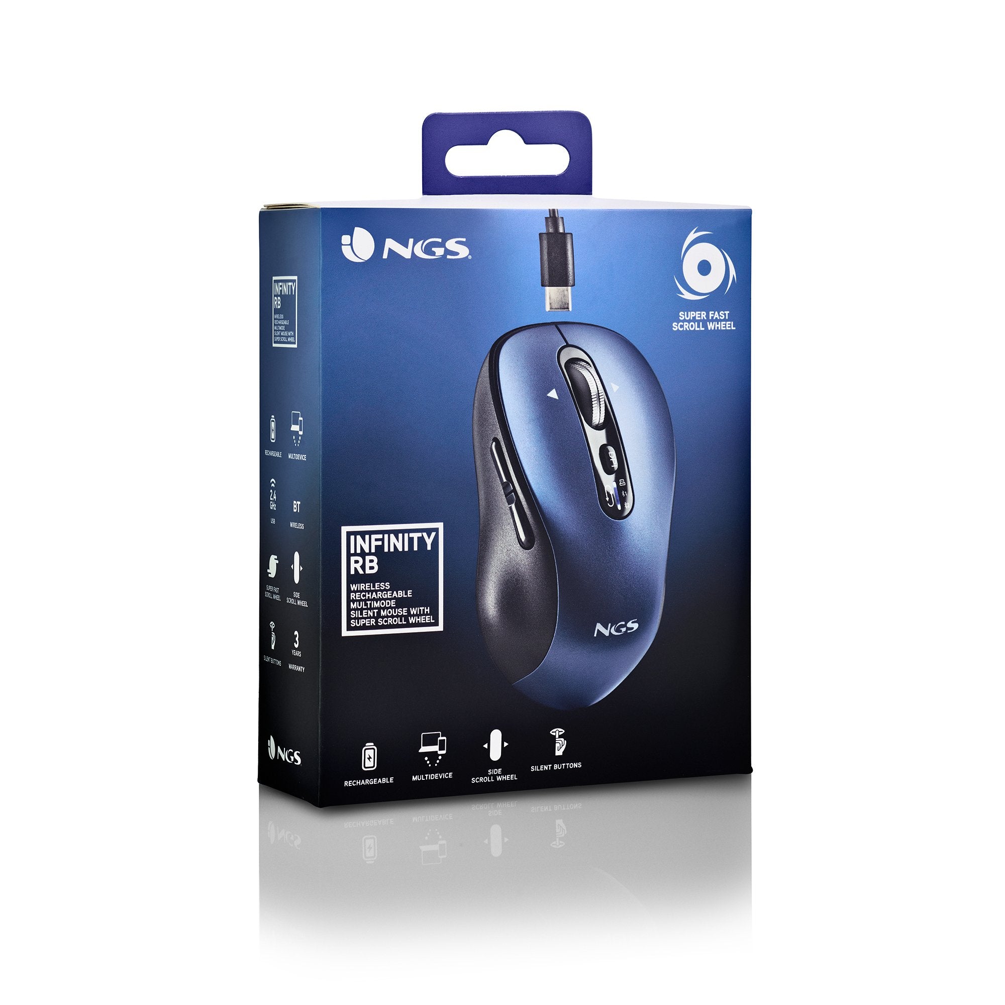 EAN 8435430623673 - NGS INFINITY RB ratón Oficina Ambidextro RF Wireless + Bluetooth Óptico 3200 DPI imagen 7
