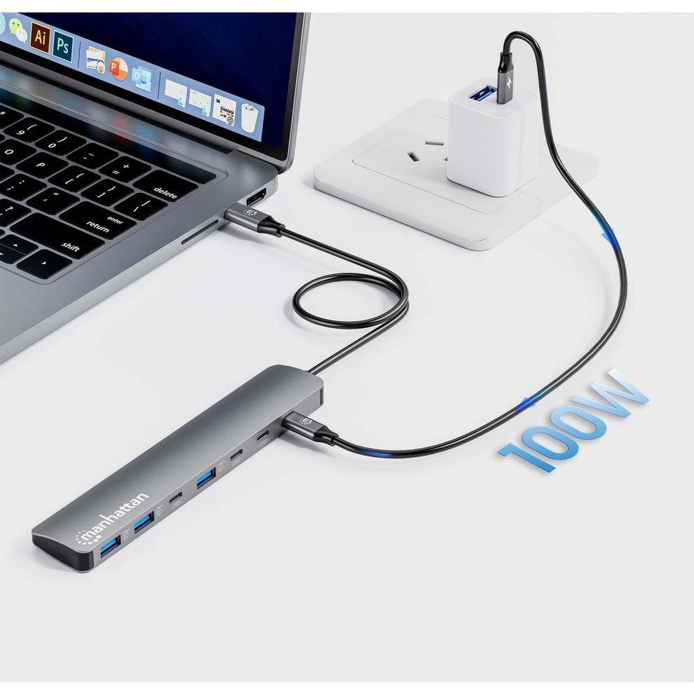 Manhattan 7-Port Usb-C Usb-A Hub 4+3 Con Power Delivery