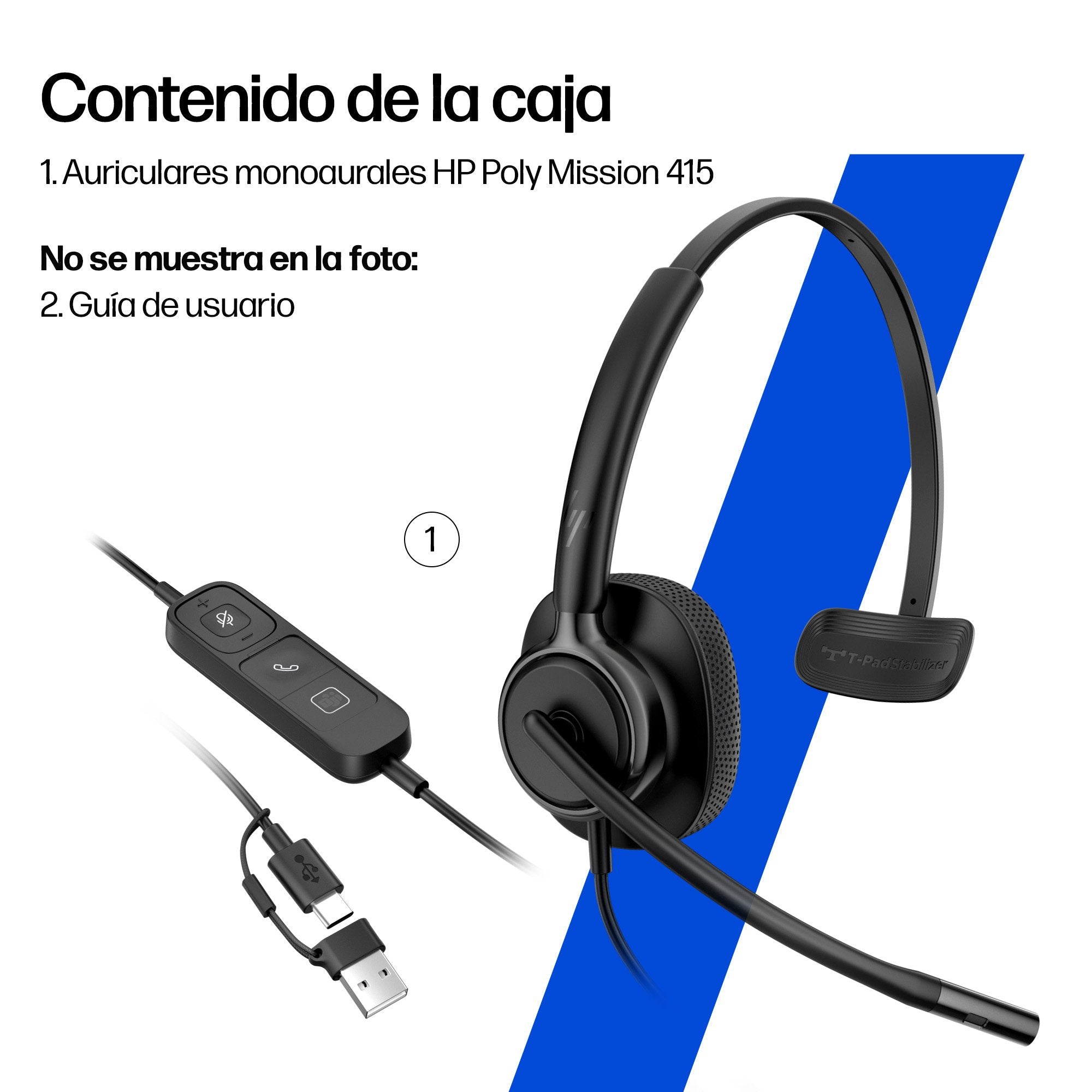 EAN 0199764365576 - HP Poly Mission 425 Stereo USB Wired Headset Classic (Bulk) Negro imagen 6