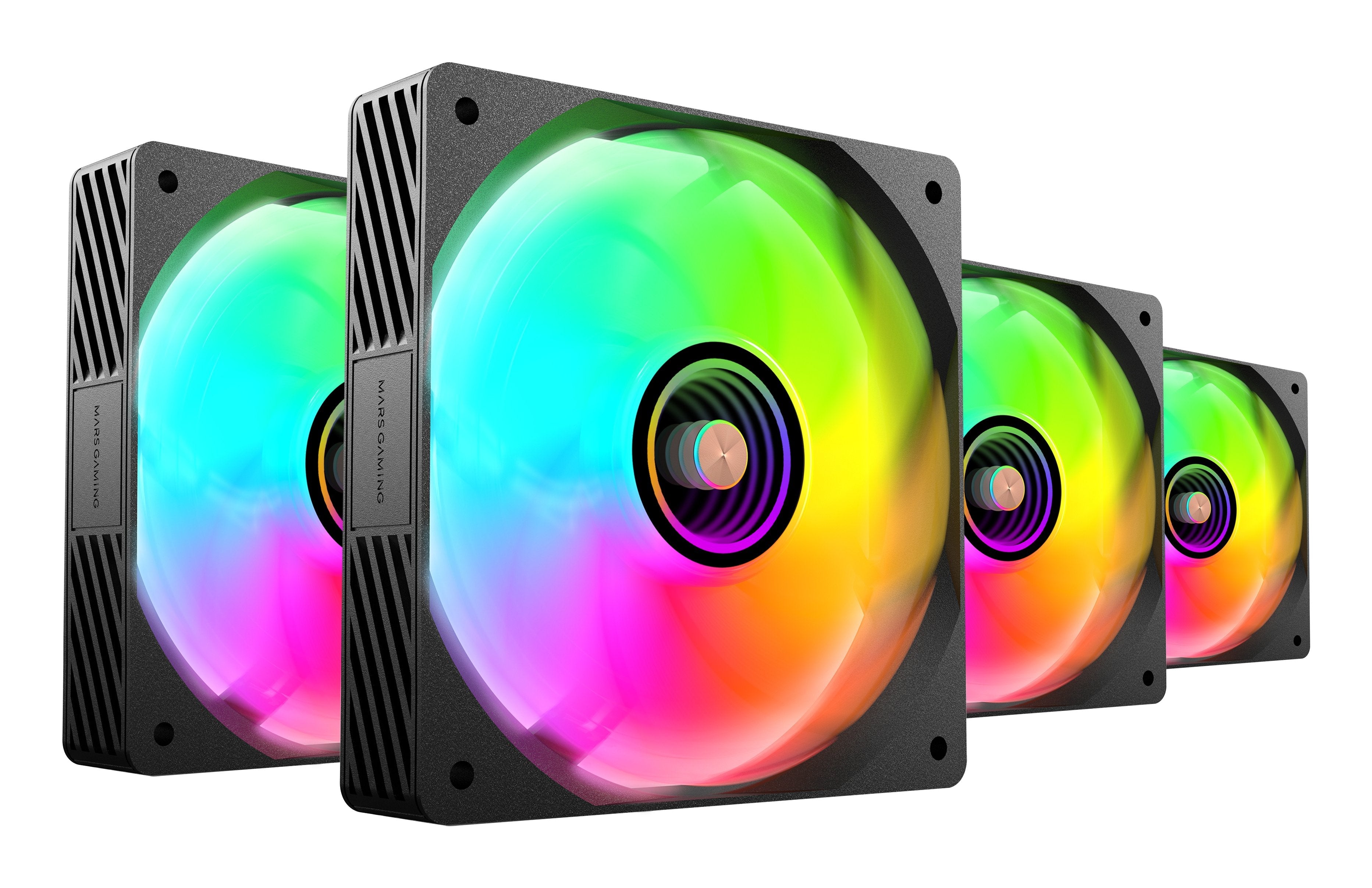 Kit 4 Ventiladores Pc  Auxiliar Mf-Si4kit A-Rgb Infinity Negro Mars Gaming 4x Ventiladores Ultrasilenciosos Argb/ Mando A Distancia Y Hub Argb.