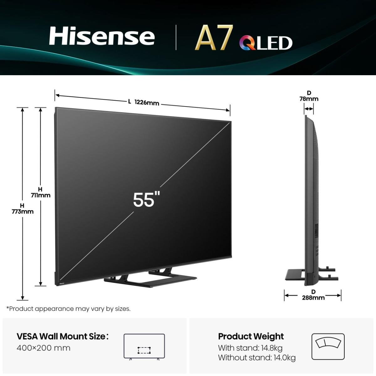 EAN 6942351420479 - Hisense A7Q 55A7Q 139,7 cm (55") 4K Ultra HD Smart TV Wifi Negro imagen 2