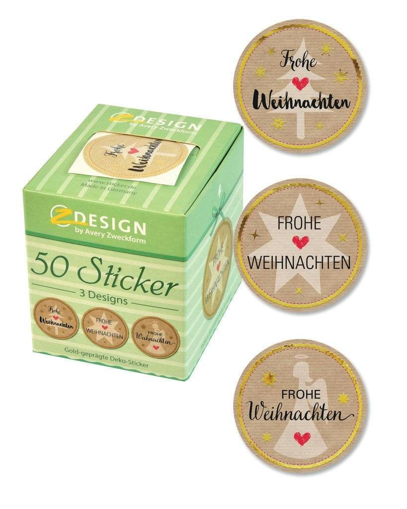 Avery Zweckform Aufkleber Frohe Weihnachten, Marrón, 50 Etiquetas
