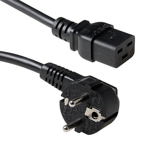 Cable Alimentacion Cee-7/7 90º Schuko A C19 1,80m Negro