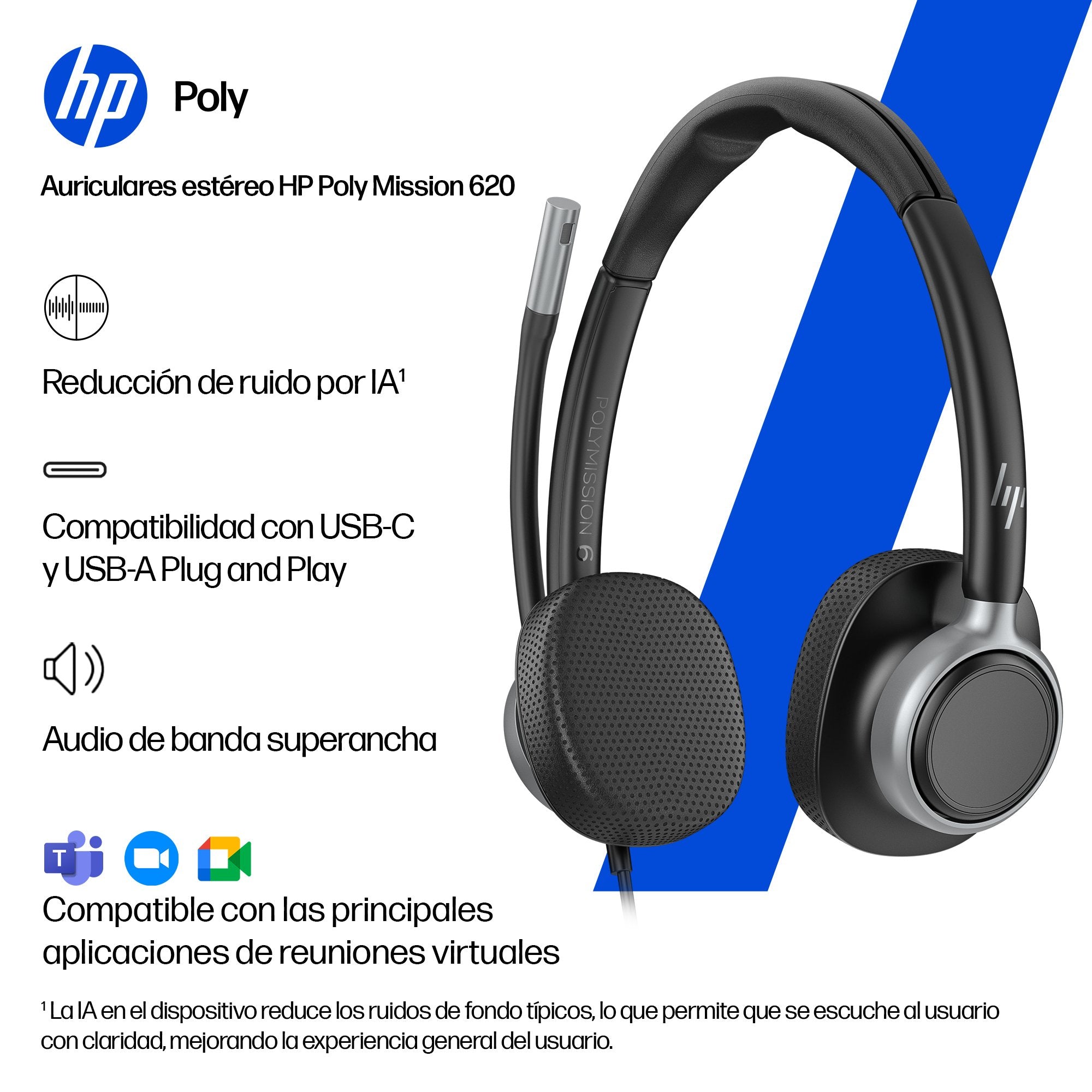 EAN 0199764365583 - HP Poly Mission 615 Monaural USB Wired Headset (Bulk) Alámbrico Diadema Oficina/Centro de llamadas USB Ty imagen 12