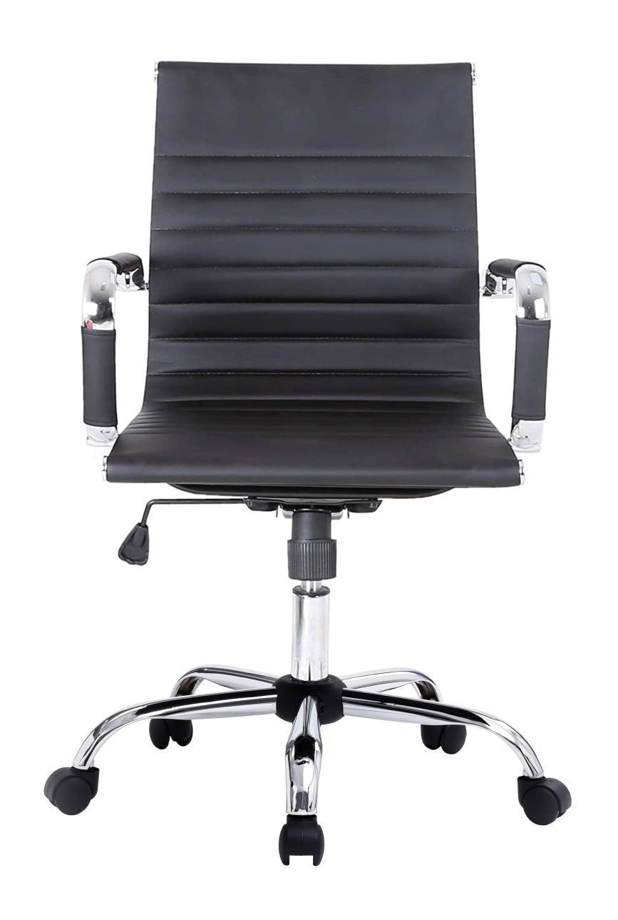 Silla De Oficina Equip Respaldo Medio Color Negro Recubrimiento Pu De Alta Calidaddiseño Ergonomico