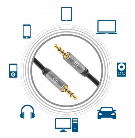 EAN 0766623355995 - Manhattan 355995 cable de audio 2 m 3,5mm Negro, Plata imagen 6