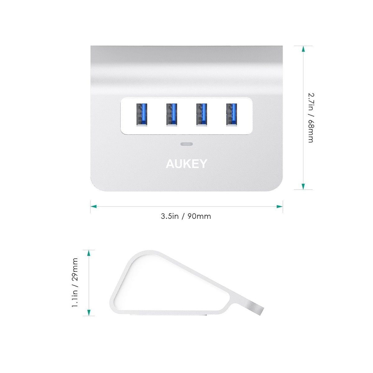 Aukey Cb-H5 Aluminium Hub Usb-A  4in1  4xusb 3.0  5gbps