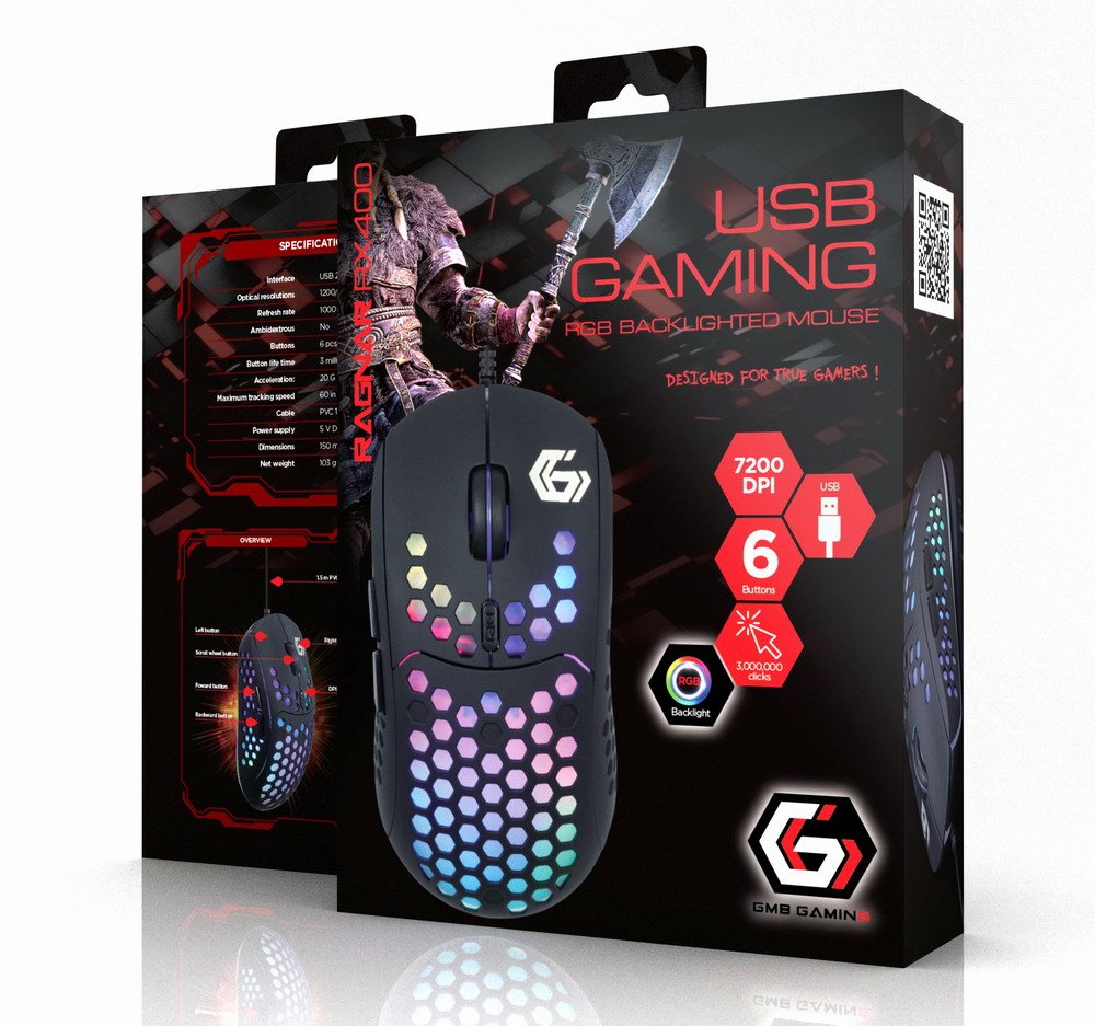 EAN 8716309121309 - Gembird MUSG-RAGNAR-RX400 ratón Juego Ambidextro USB tipo A 10000 DPI imagen 4