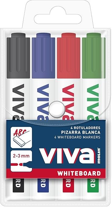 EAN 8437006198523 - Molin RWB230-04W marcador 4 pieza(s) Fibre tip Negro, Azul, Verde, Rojo imagen 1