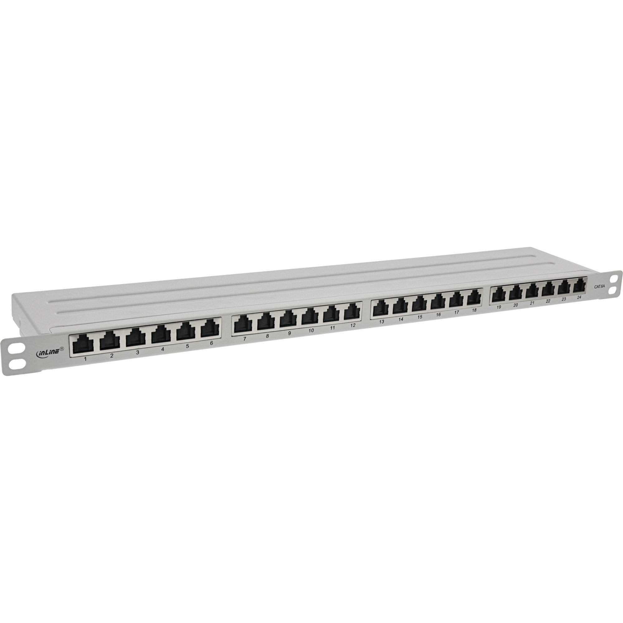 Inline® 19" Patch Panel Cat.6a 0.5 U 24-Port, With Dust Projoection, Gris