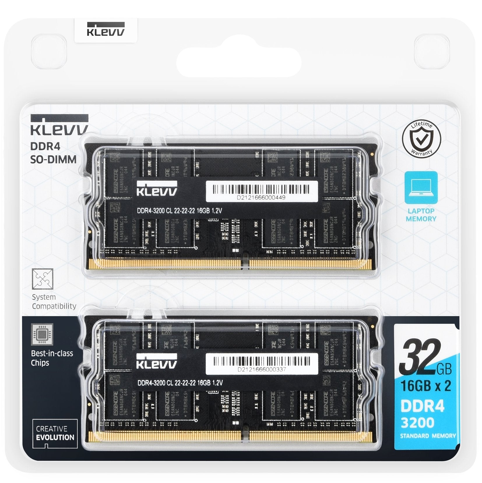 Klevv 32gb (2x 16gb) So-Dimm Ddr4 3200mhz 1.2v