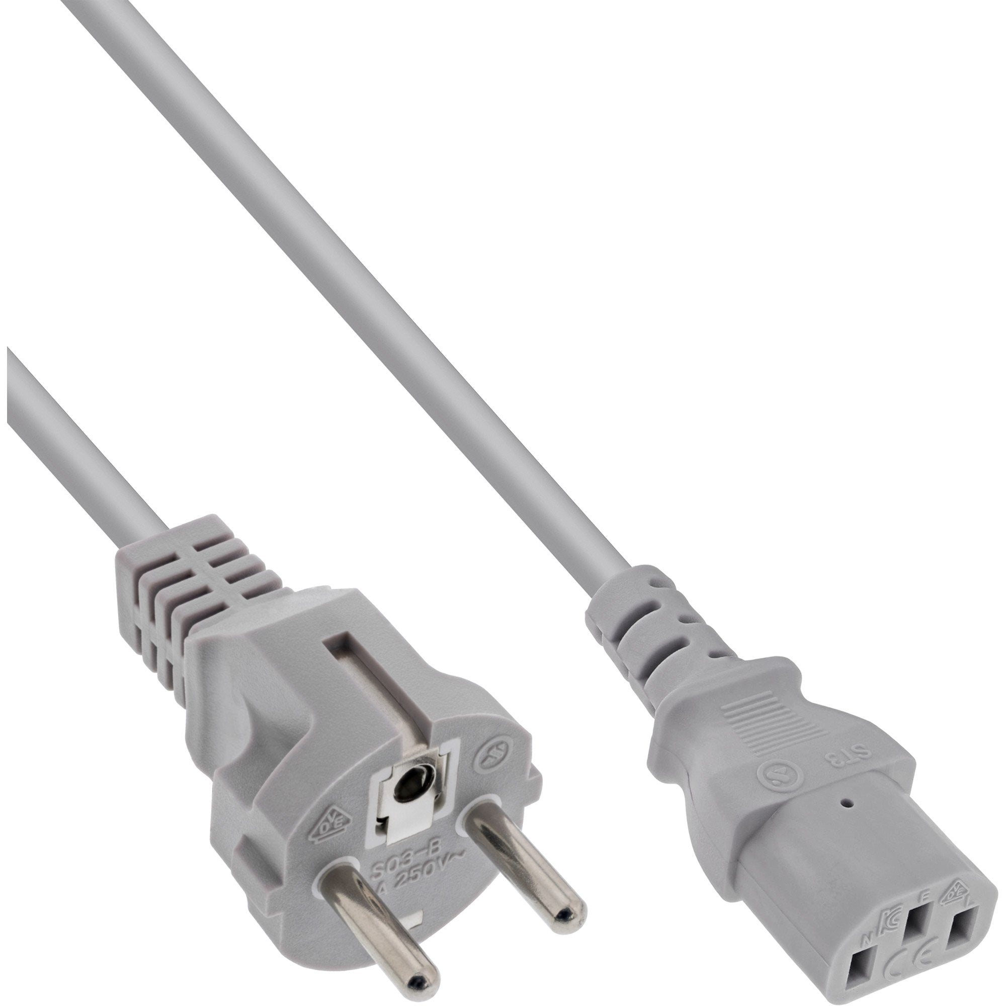 Cable De Alimentación Inline, Tipo F Recto A Conector Iec, 3,0 M, Gris