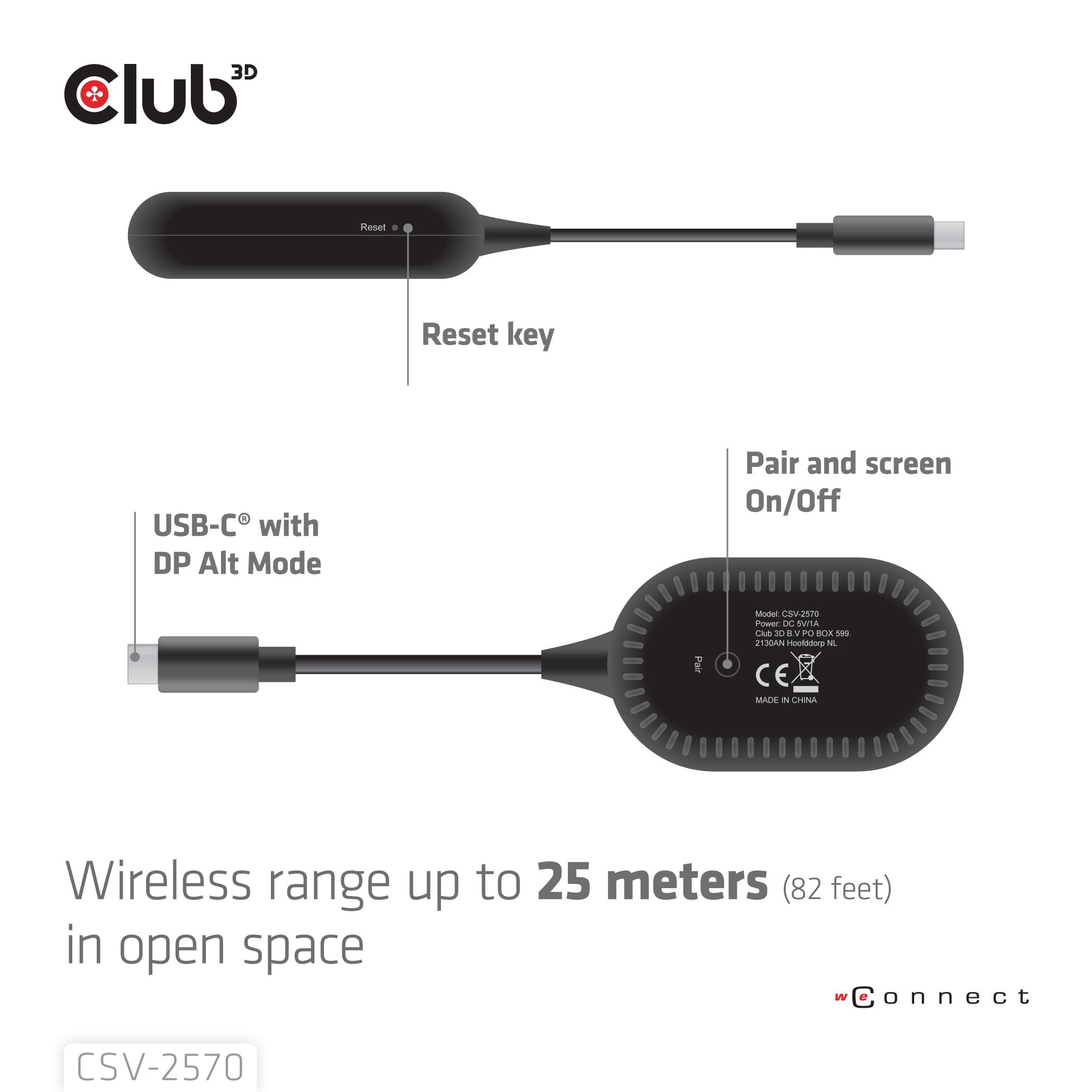 Club3d Wireless Usb-C > Hdmi Mreaming Kit Full-Hd 25m