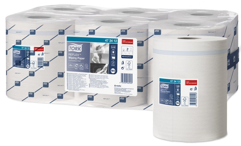 Tork Putztuchrollen Reflex Premium M4 1-Lagig Blanco, 340 Hojas, 6 Rollos