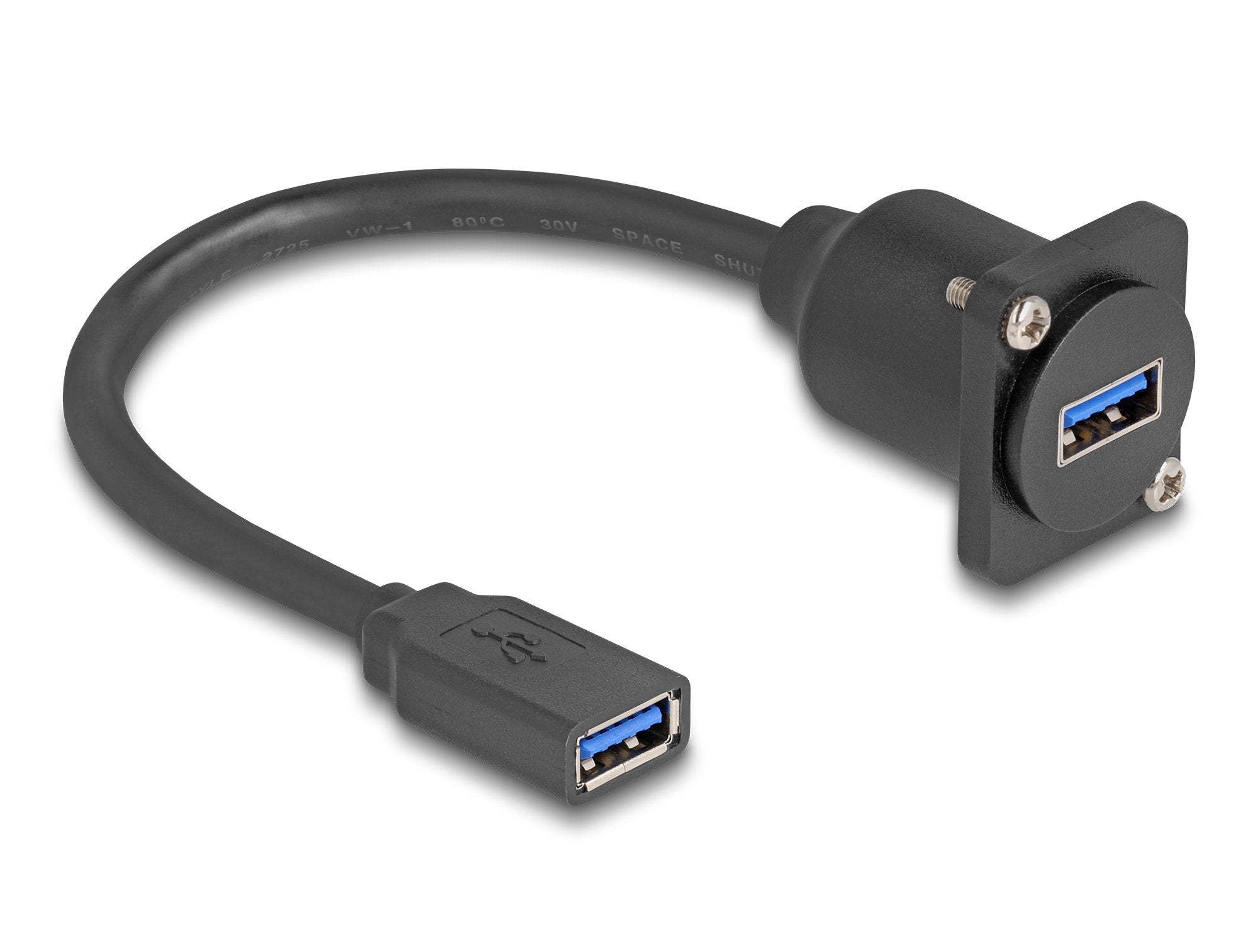 Cable Delock D-Type Usb 3.2 Gen 1, Conector Usb-A > Conector Usb-A Negro, 20 Cm