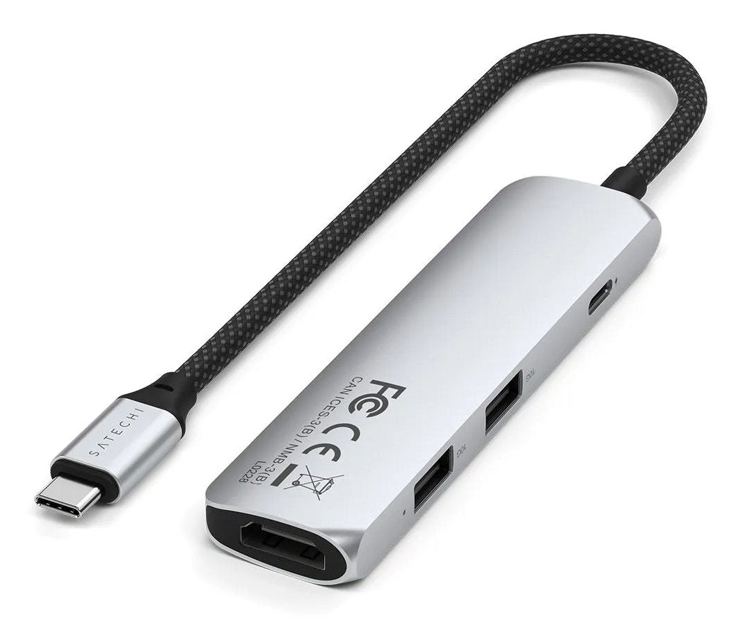 Satechi 4-W-1 Usb-C Slim Multiport 4k Usb-C (Usb-C, 4k Hdmi, 2x Usb-A) (Srebrny)