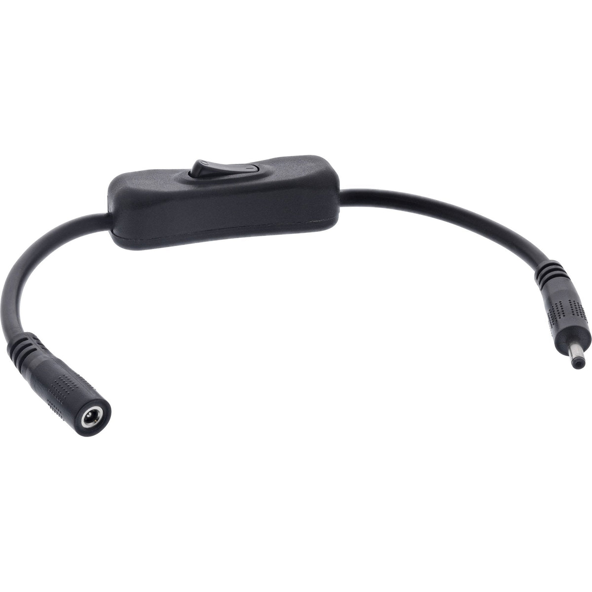 Inline® Dc Cable With Switch, Dc Male/Female 3.5x1.35mm, Awg 18, Negro, 0.20m