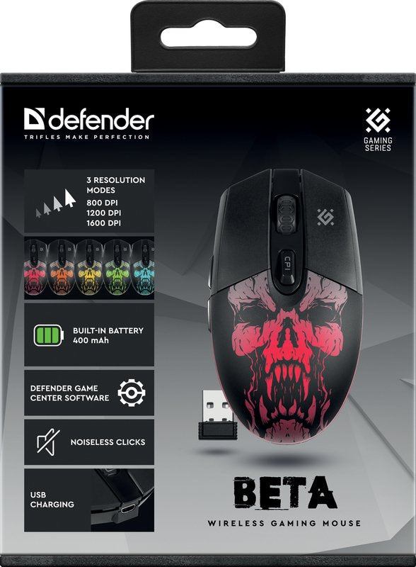 Ratón  Defender Beta Gm-707l  Juego Mano Derecha Rf Inalámbrico Óptico 1600 Dpi