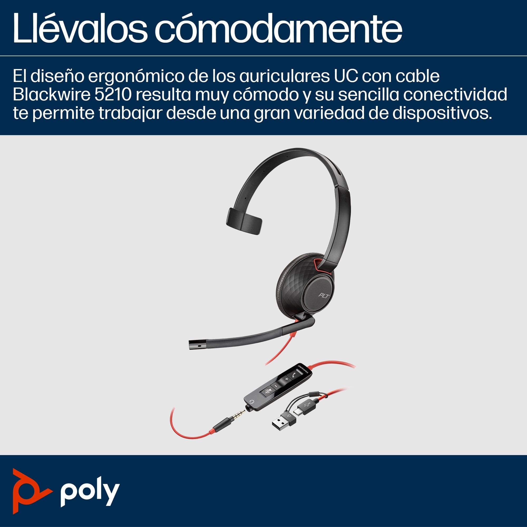 EAN 0197498429427 - HP Poly Blackwire 5210 Monaural USB-C Headset +3.5mm Plug +USB-C/A Adapter Alámbrico Diadema Oficina/Cent imagen 3