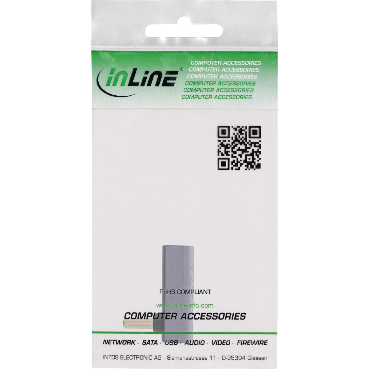 Inline® Usb4 Adapter, Usb-C Male/Female Angled Up/Down, Aluminium, Gris