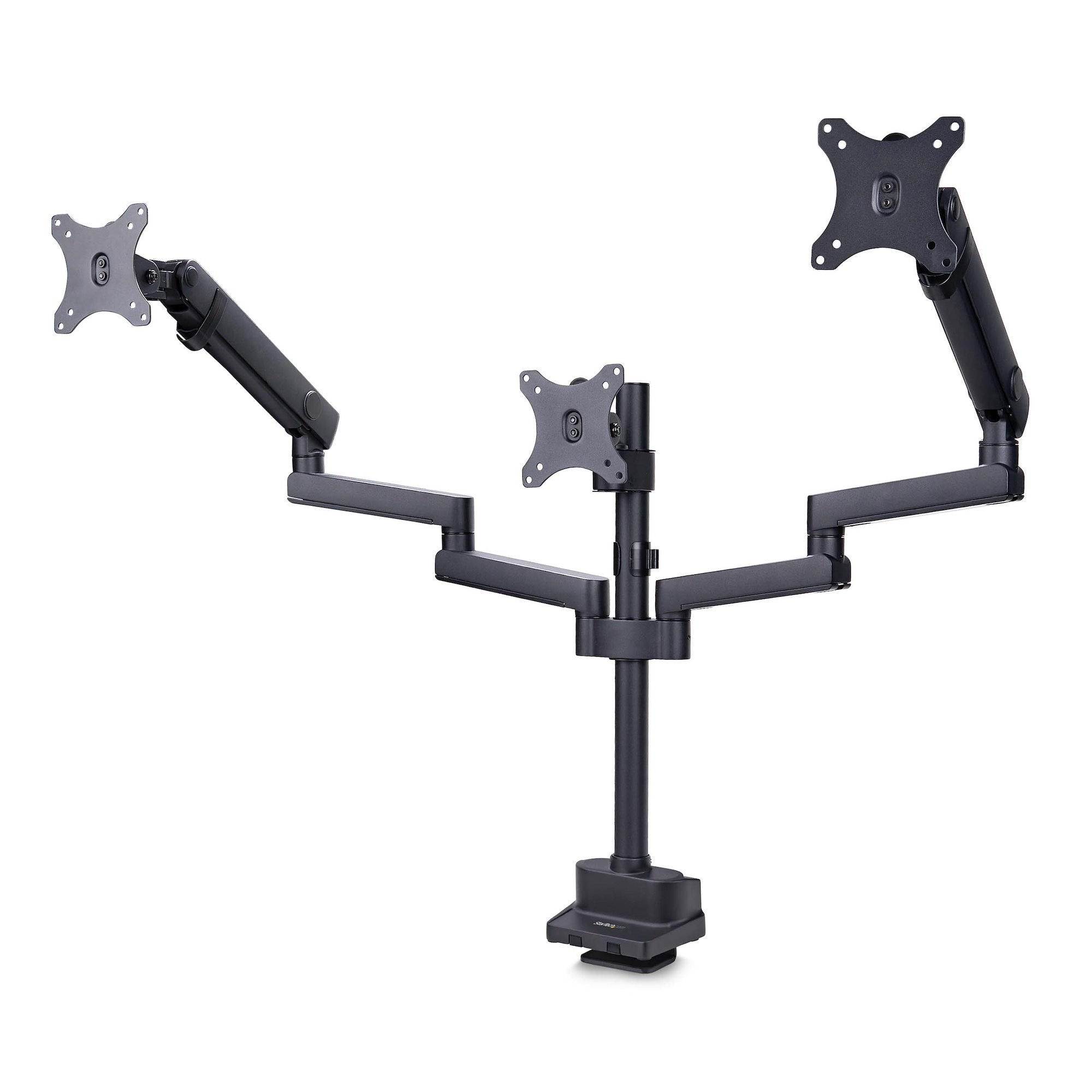 Startech.Com Triple Monitor Desk Mount For Up To Three 27in Screens, Vesa 75x75/100x100, Tool-Less Arm Adjustments, C-Cl