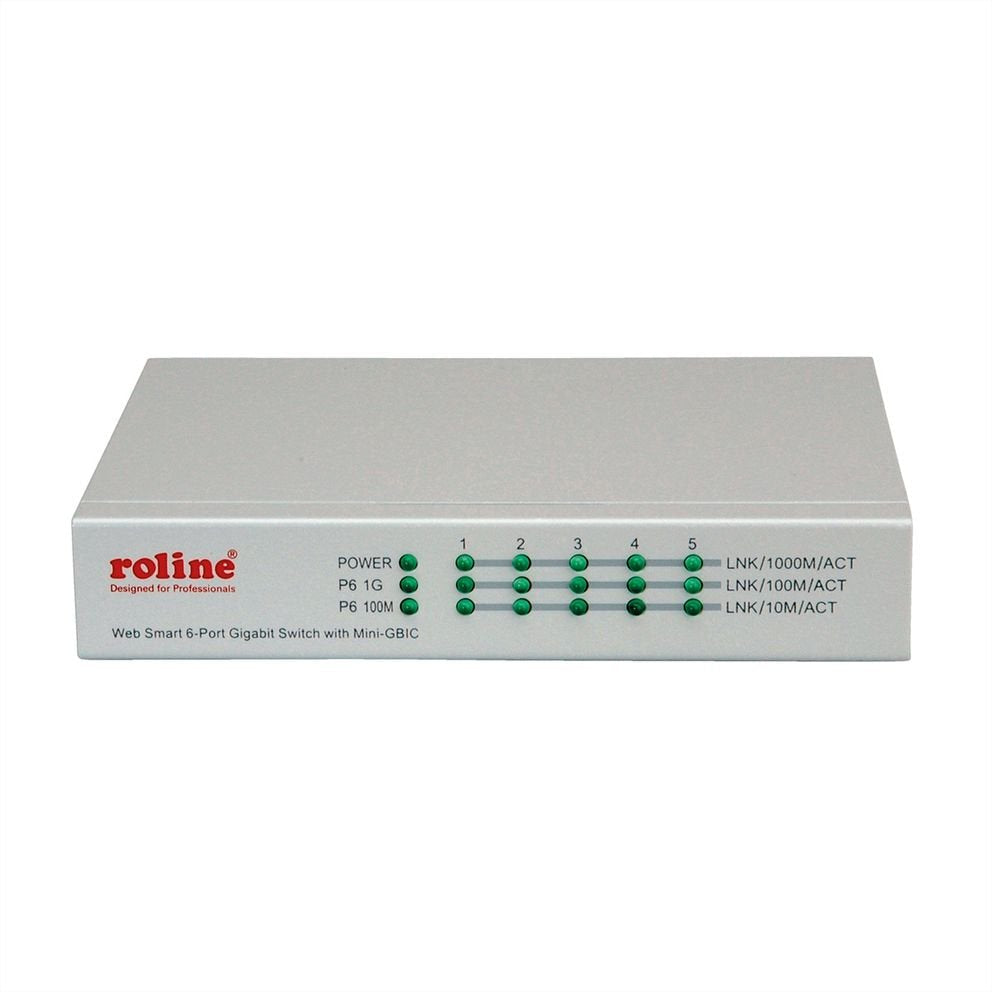 Roline Gigabit Ethernet Switch 6 Ports (5x 10 100 1000 + 1x Sfp), Websmart