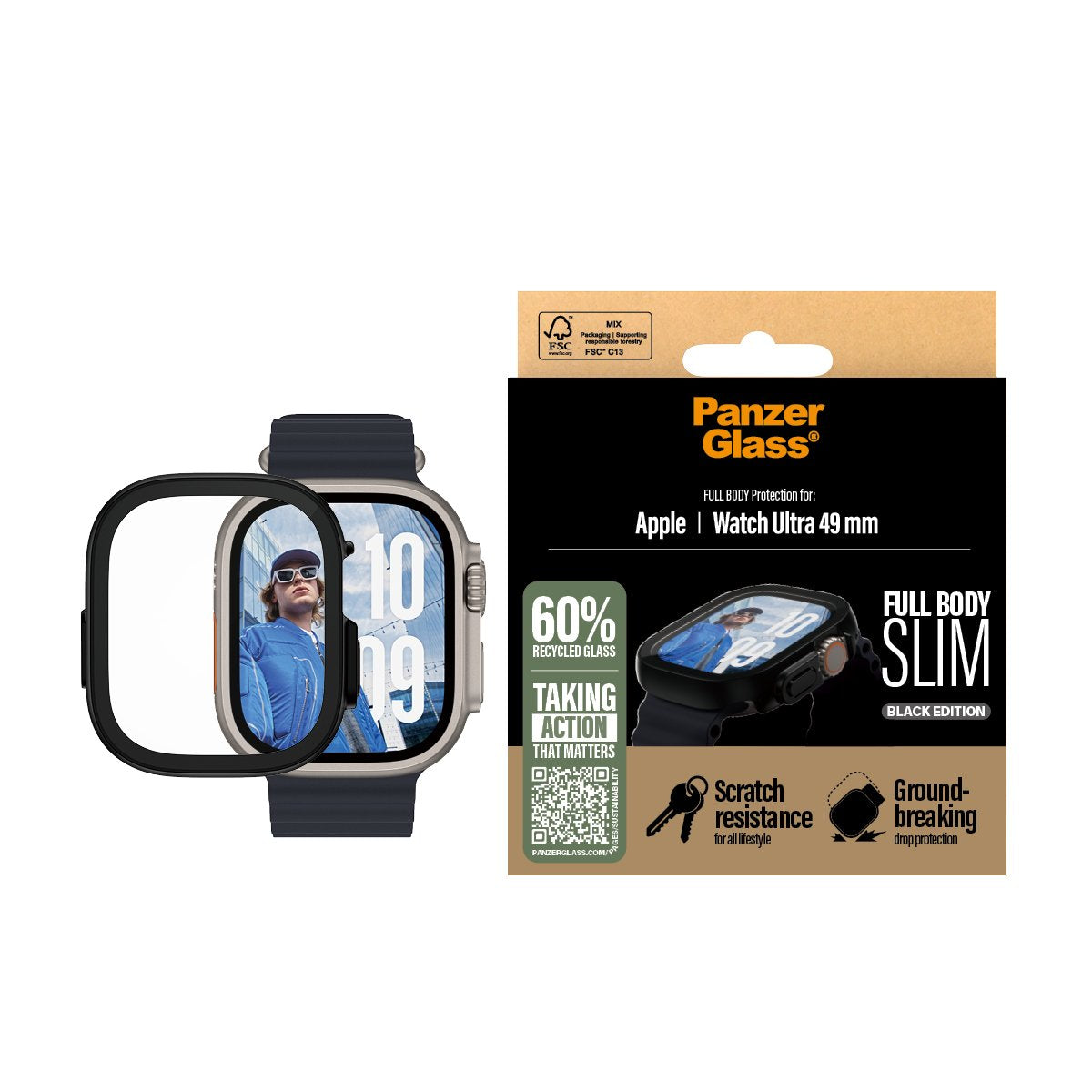 EAN 5715685003677 - PanzerGlass ® Case Full Body Slim Black Apple Watch Ultra 3 | Ultra 2 | Ultra | 49mm Protector de pantall imagen 2