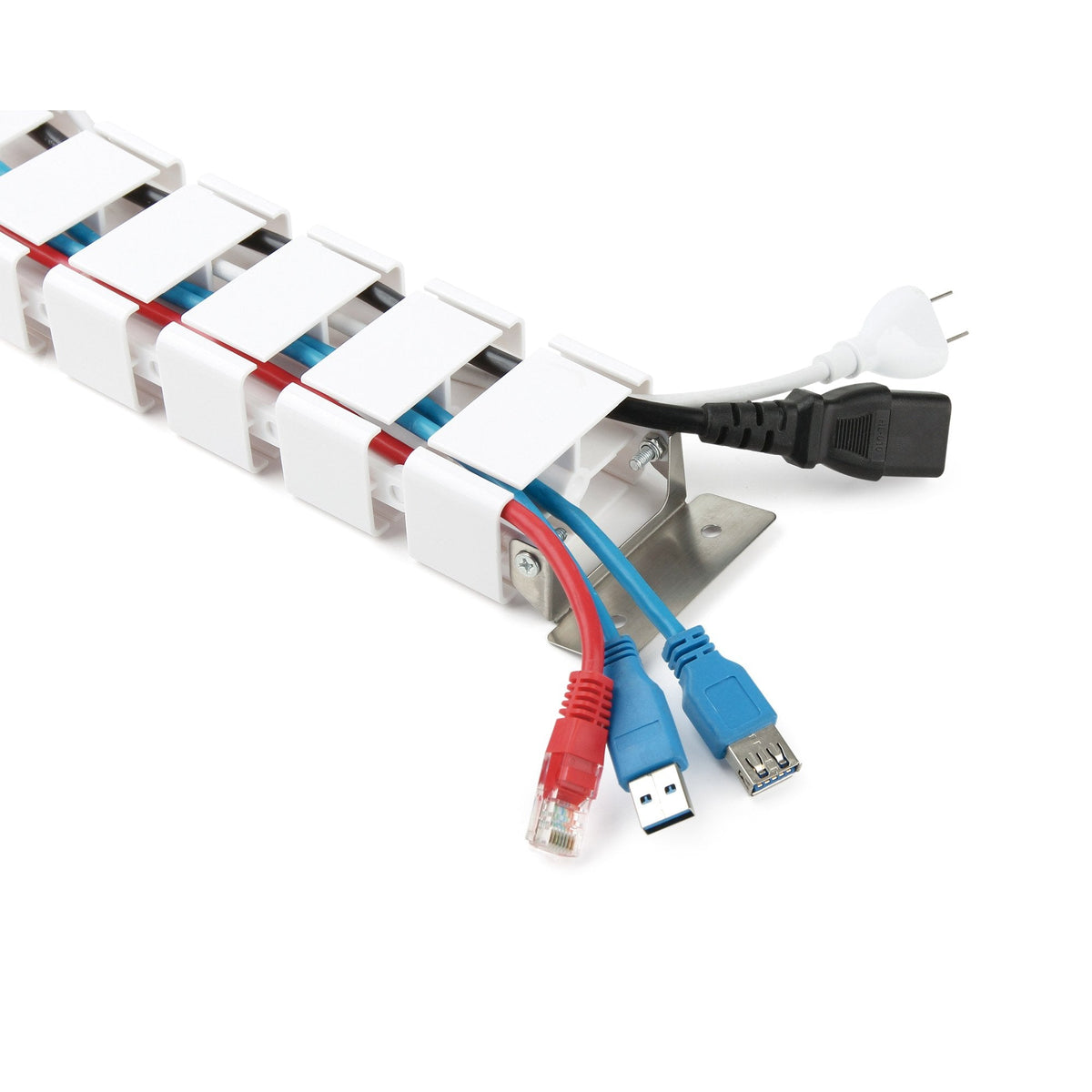Inline Pasacables Flexible Para Escritorios Regulables En Altura, 4 Compartimentos, 68x36mm Máx. 1,28 M, Blanco