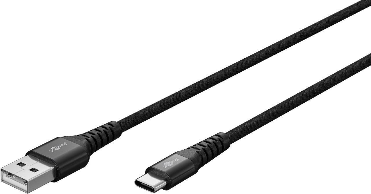 Goobay Cable Textil Supersoft Usb 2.0, Conector Usb-A > Conector Usb-C Negro, 2 Metros 74527