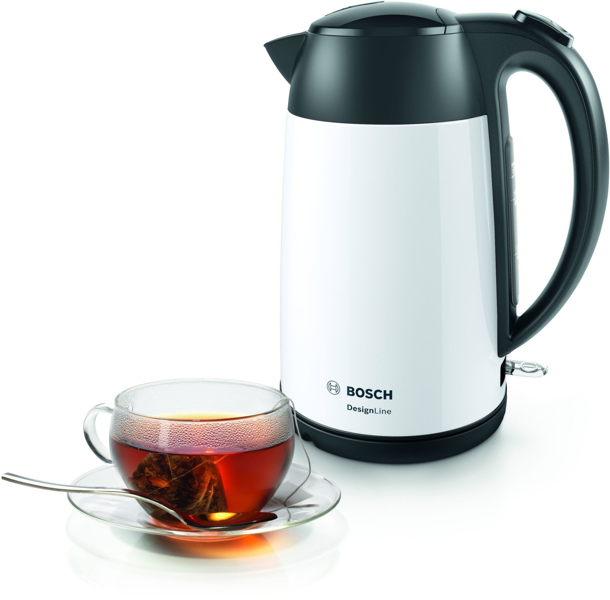 Tetera Eléctrica  Bosch Home Twk3p421 1,7 L 2400 W Negro, Blanco, Hervidor De Agua Blanco/Negro, 1,7 L, 2400 W, Negro, Blanco, Acero Inoxidable, Indicador De Nivel De Agua, Protección Contra Sobrecalentamiento
