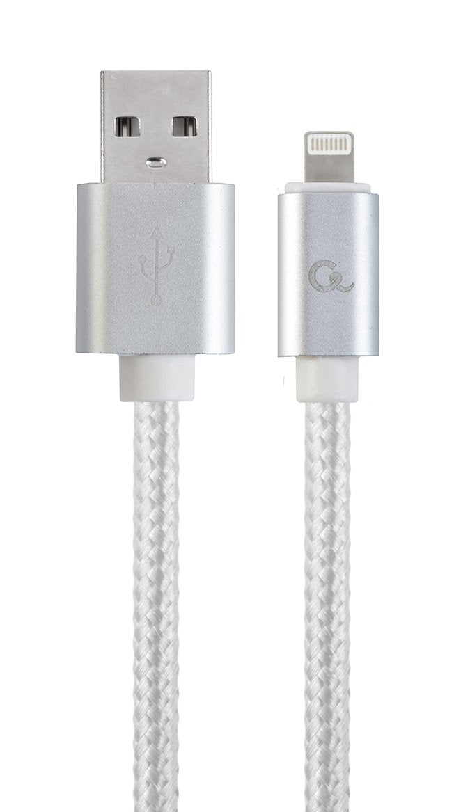 Cable Trenzado De Algodón De 8 Pines Con Conectores Metálicos, 1,8 M, Color Plateado, Blister