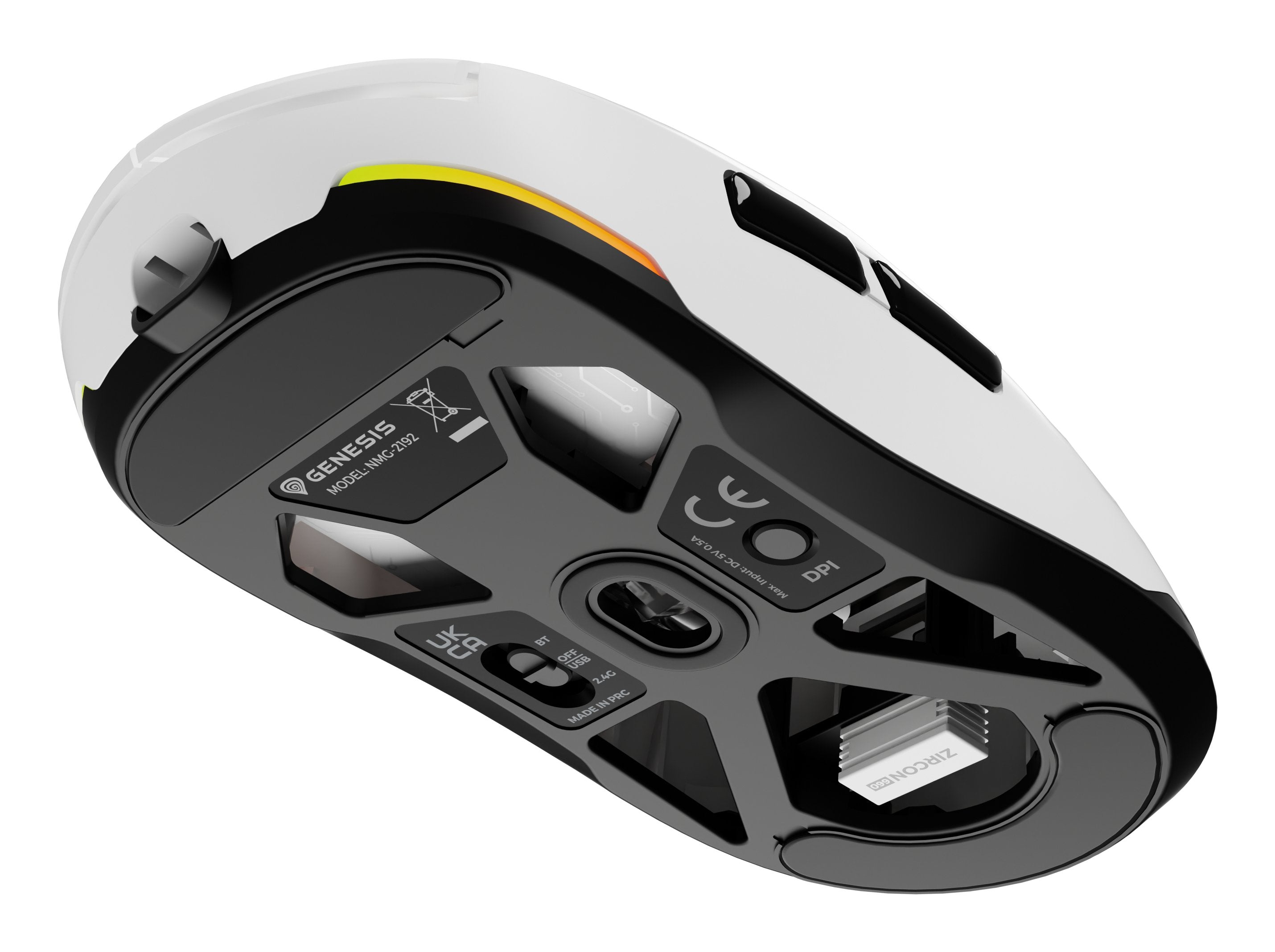 Raton Gaming Genesis Zircon 660 Wireless/Cable/Bt 12000 Dpi Blanco Ultraliviano