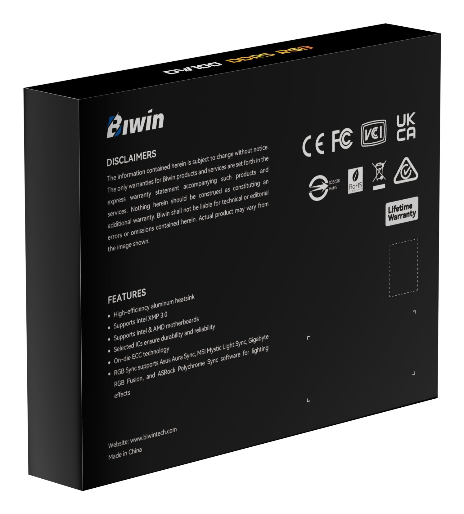 EAN 6955914623552 - Biwin DW100 módulo de memoria 64 GB 2 x 32 GB DDR5 6000 MT/s 288-pin DIMM ECC imagen 8