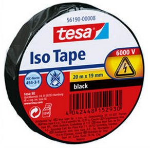 Tesa Cinta Aislante 19mm X 20m - Fabricada En Pvc - Para Reparar, Aislar Y Agrupar Todo Tipo De Cables Electricos -