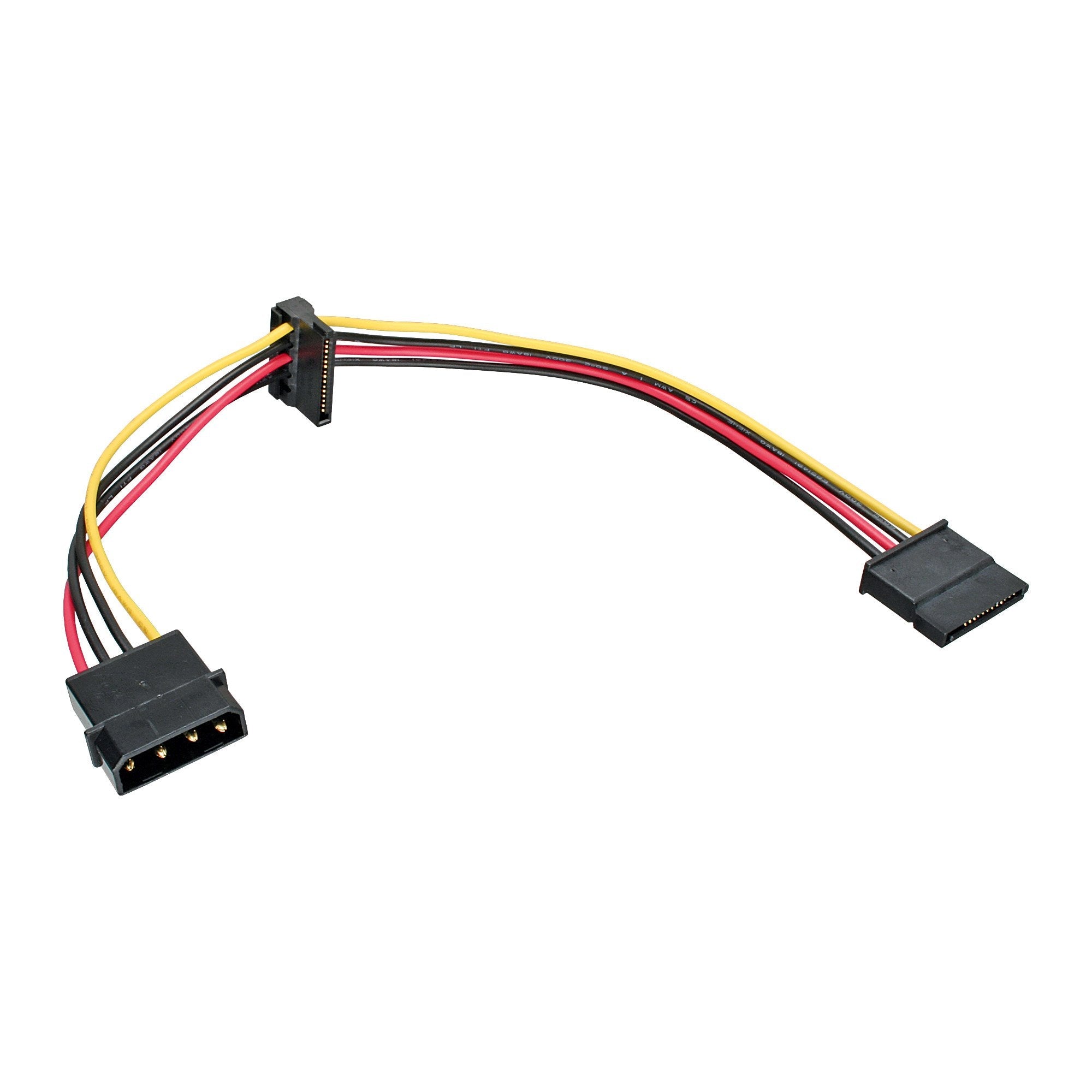 Cable De Alimentación Interno Inline 1x Molex De 4 Pines A 2x Sata Power De 0,3 M