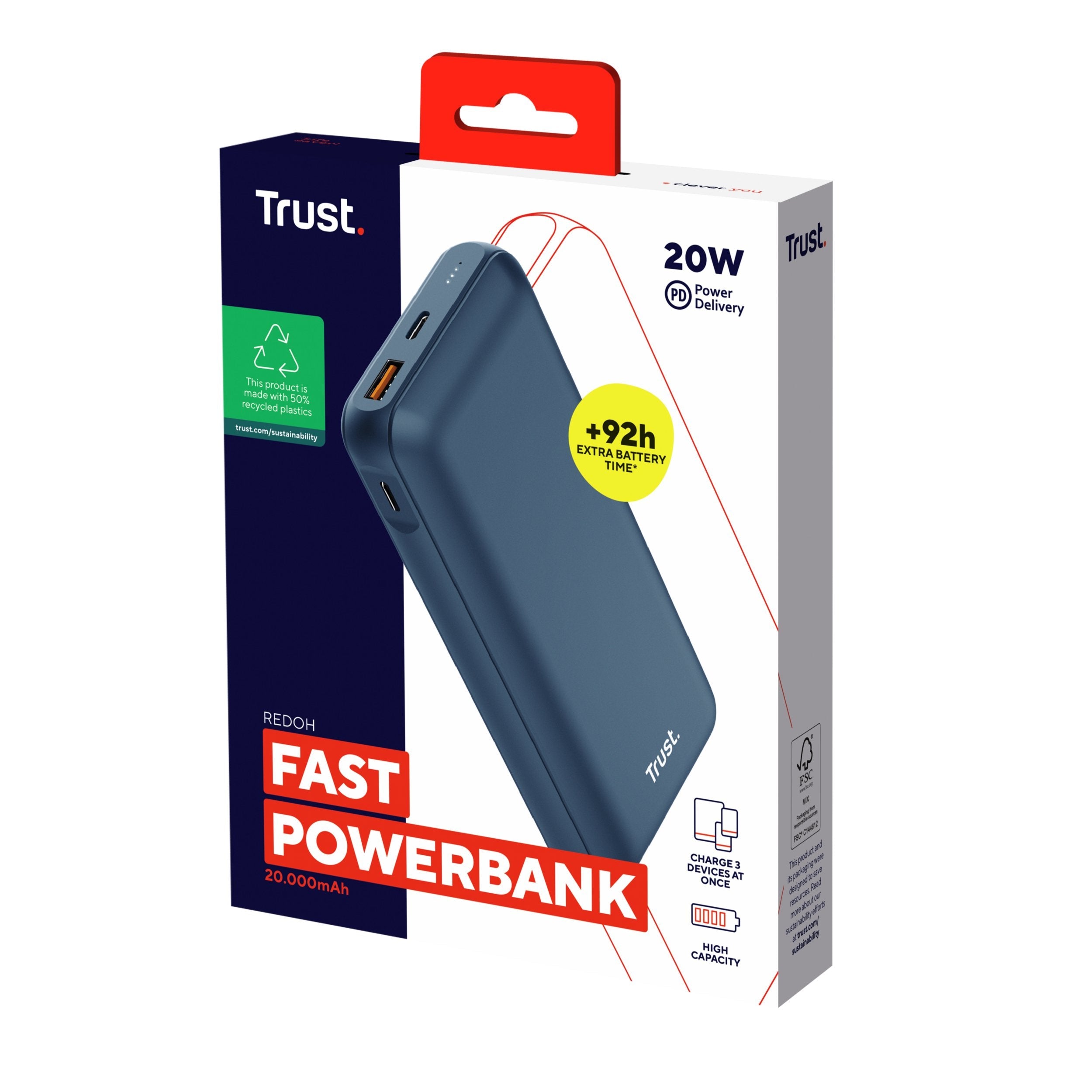 EAN 8713439250343 - Trust Redoh Ión de litio 20000 mAh Azul imagen 5