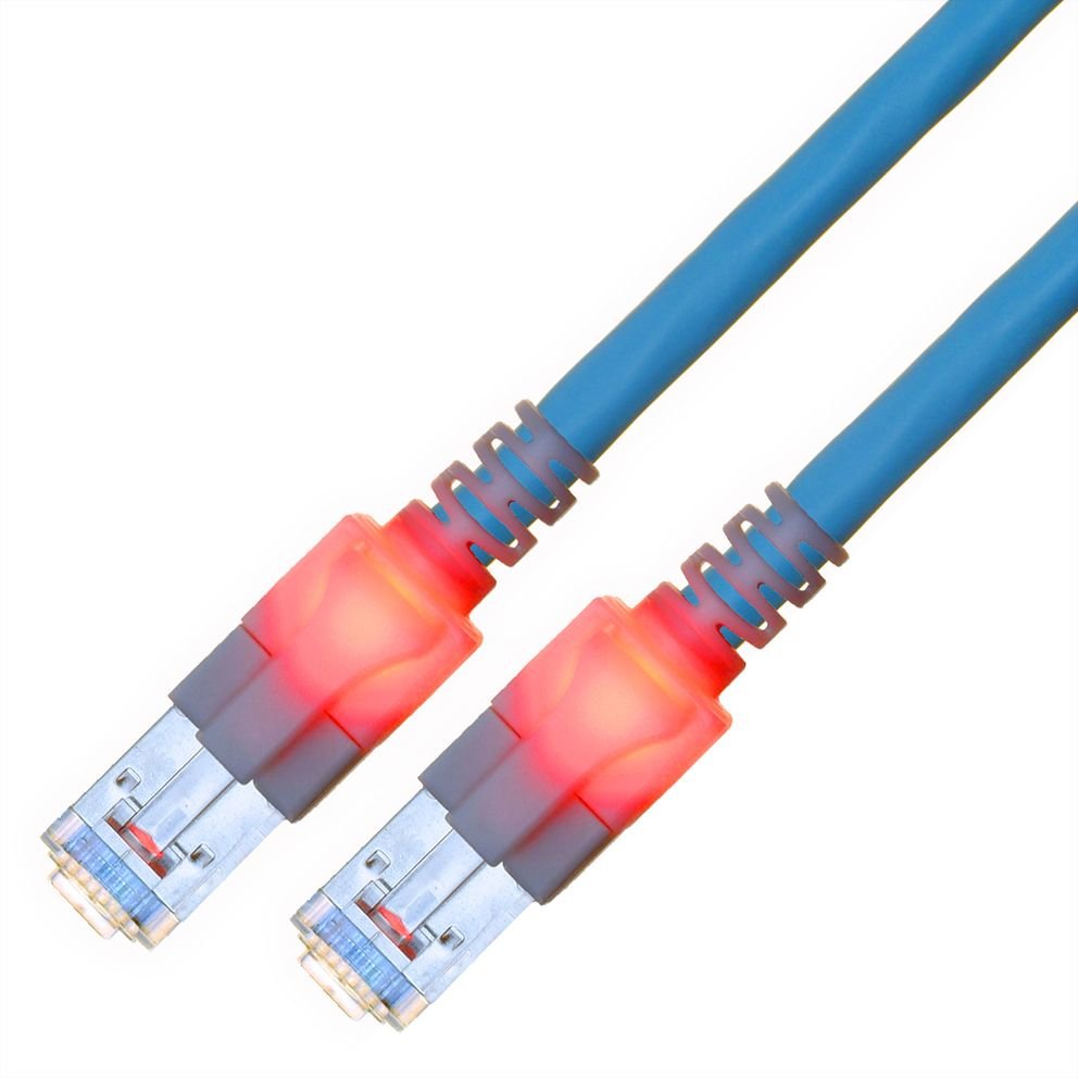 Easylan Dualboot Led Cable De Red Rj45 S Ftp Cat.6 (Class E), Mit Sacon Stecker, Lsoh, Blau, 1 M