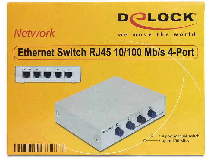 Delock Switch Rj45 10/100 Mbps 4 Puertos Manual Bidireccional