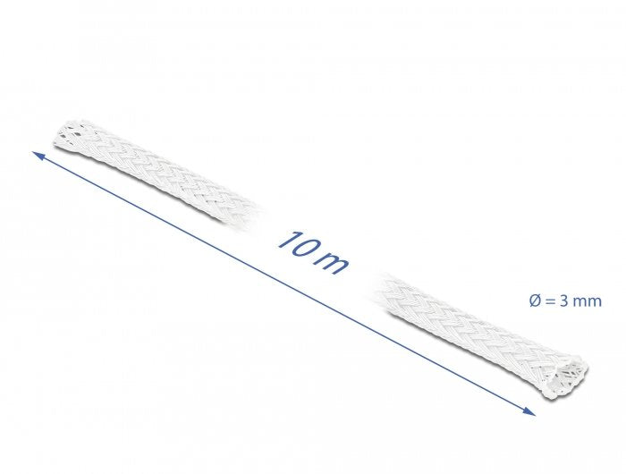 Delock Funda Trenzada 10 M X 3 Mm Blanco